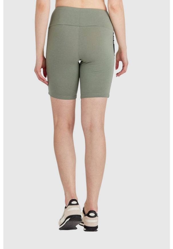 Guess - GUESS Zielone krótkie legginsy damskie z lampasami, Rozmiar S. Kolor: zielony. Materiał: bawełna. Długość: krótkie