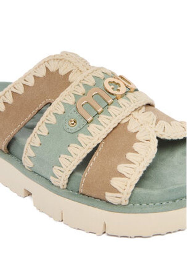 Mou Klapki MU.SW461014A Kolorowy. Materiał: skóra, zamsz. Wzór: kolorowy