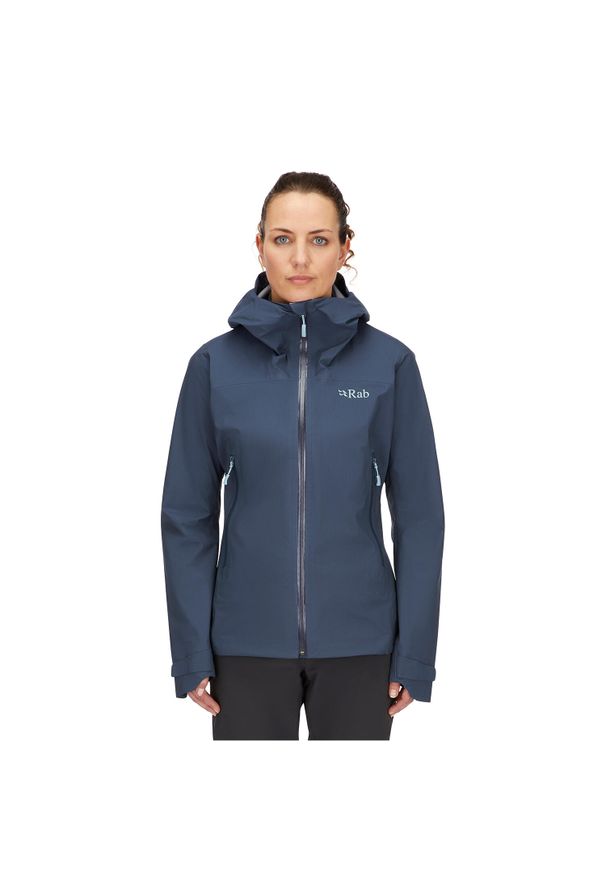 Kurtka przeciwdeszczowa damska Rab Women's Downpour Light Jacket z kapturem. Typ kołnierza: kaptur. Kolor: niebieski