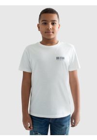 Big-Star - Koszulka chłopięca z niewielkim logo na piersi biała Tesser 100. Kolor: biały. Materiał: jeans, dzianina, skóra. Wzór: nadruk, gładki. Styl: młodzieżowy, klasyczny, sportowy #6