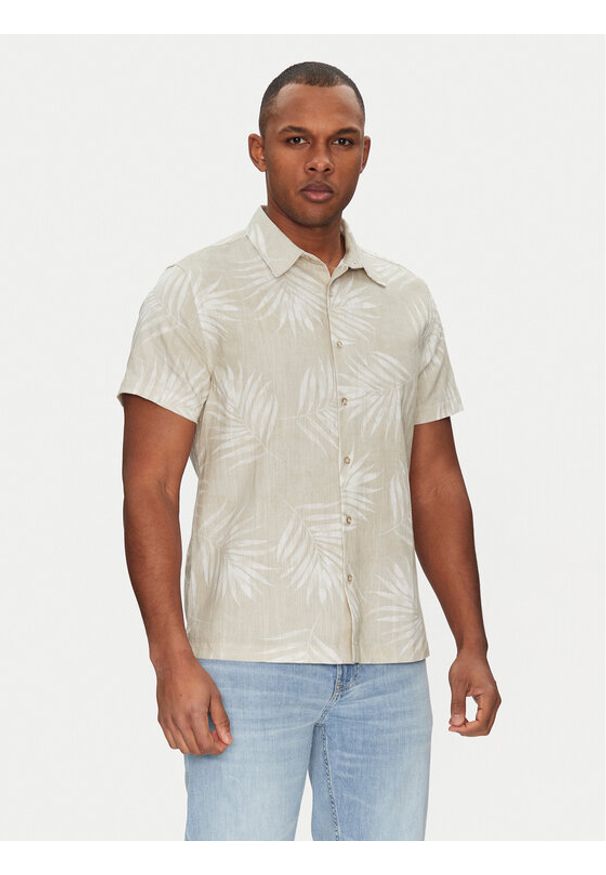 Guess Koszula M5GH68 WH3A0 Beżowy Regular Fit. Kolor: beżowy. Materiał: bawełna