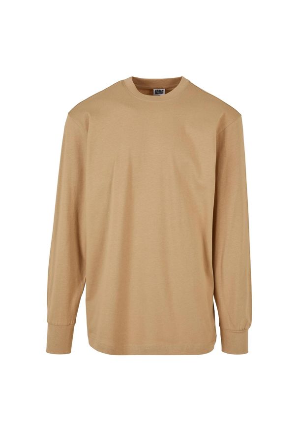 Urban Classics - Męska Wysoka Koszulka Z Długim Rękawem. Kolor: beżowy. Długość rękawa: długi rękaw. Długość: długie. Sport: turystyka piesza