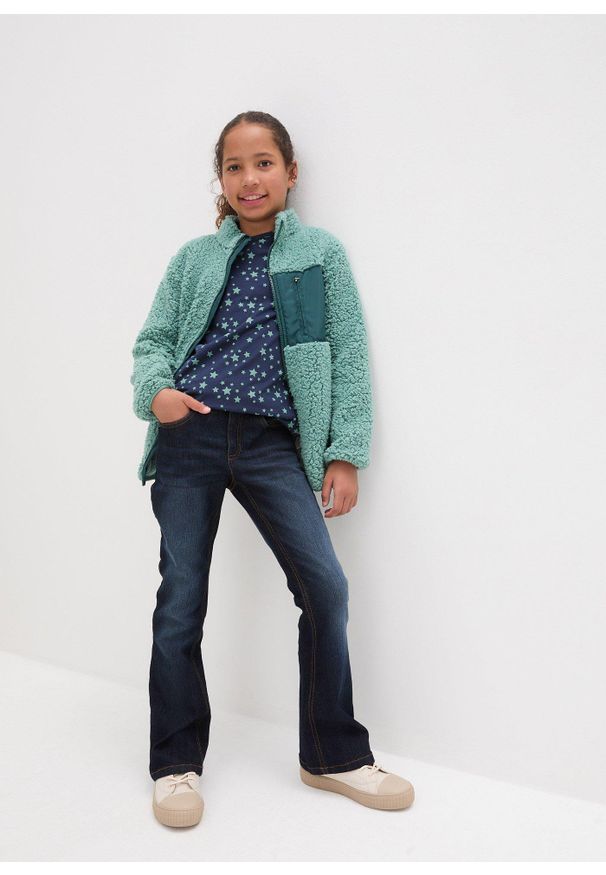 bonprix - Shirt dziewczęcy z długim rękawem, z bawełny organicznej (3 szt.). Kolor: niebieski. Materiał: bawełna. Długość rękawa: długi rękaw. Długość: długie