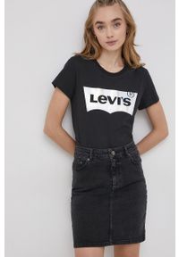 Levi's® - Levi's T-shirt bawełniany kolor czarny. Okazja: na co dzień, na spotkanie biznesowe. Kolor: czarny. Materiał: bawełna. Wzór: nadruk. Styl: biznesowy, casual