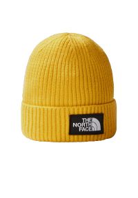 Czapka The North Face Logo Box Beanie 0A3FJX56P1 - żółta. Kolor: żółty. Materiał: akryl. Wzór: aplikacja. Styl: klasyczny