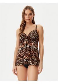 Miraclesuit Tankini Tribal Tigress Gala 6552281 Brązowy. Kolor: brązowy. Materiał: syntetyk