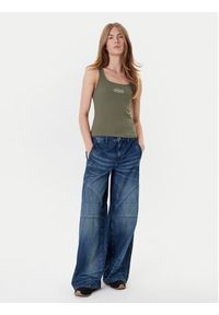 Guess Jeans Top W5YP35 KA0H1 Khaki Regular Fit. Kolor: brązowy. Materiał: bawełna #5