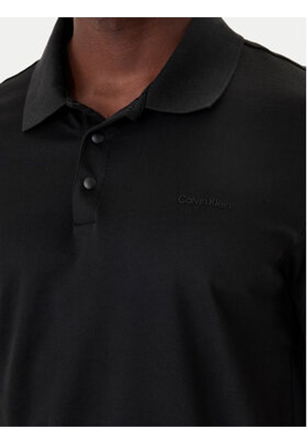 Calvin Klein Polo Birdseye LV04LF208G Czarny Regular Fit. Typ kołnierza: polo. Kolor: czarny. Materiał: bawełna