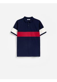 Reserved - Koszulka polo comfort fit - granatowy. Typ kołnierza: polo. Kolor: niebieski. Materiał: bawełna, dzianina #1