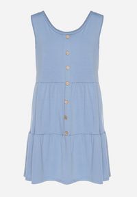 Born2be - Jasnoniebieska Sukienka o Rozkloszowanym Kroju na Szerokich Ramiączkach z Guzikami Saniella. Okazja: na co dzień. Kolor: niebieski. Długość rękawa: na ramiączkach. Typ sukienki: rozkloszowane. Styl: klasyczny, casual, elegancki #5