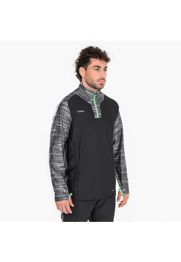 KIPSTA - Bluza do piłki nożnej Kipsta Viralto PXL na krótki suwak. Kolor: szary. Materiał: elastan, poliester, materiał. Długość: krótkie. Sport: piłka nożna