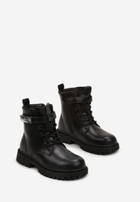 Born2be - Czarne Ocieplane Botki Workery Harnia. Okazja: na co dzień. Kolor: czarny. Styl: casual #3