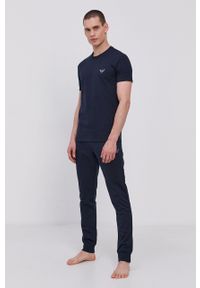Emporio Armani Underwear - Emporio Armani T-shirt piżamowy 110853.1P566 kolor granatowy wzorzysta. Kolor: niebieski. Materiał: dzianina #4