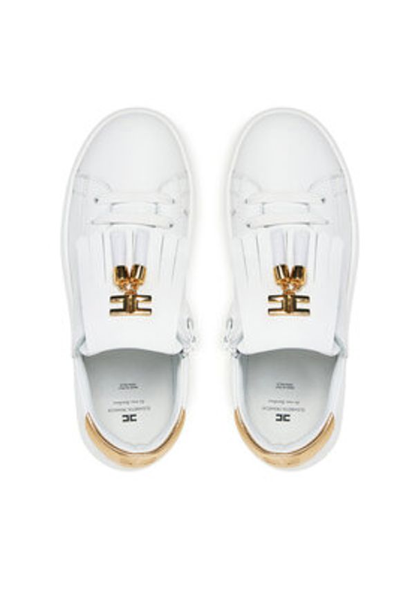 Elisabetta Franchi Sneakersy F4-A9E-0232 Biały. Kolor: biały. Materiał: skóra