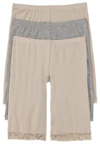 bonprix - Długie bokserki damskie z koronką (3 pary). Kolor: beżowy. Materiał: koronka. Długość: długie. Wzór: koronka #1