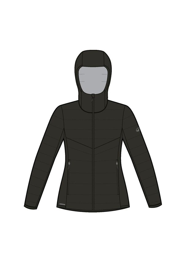 quechua - Kurtka turystyczna damska zimowa Quechua MH500. Kolor: czarny. Materiał: puch, poliamid, materiał, tkanina. Sezon: zima. Sport: turystyka piesza