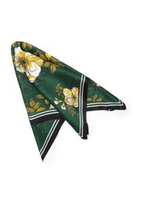 Wittchen - Damska apaszka jedwabna we wzory. Okazja: na spotkanie biznesowe. Kolor: zielony, wielokolorowy, żółty. Materiał: jedwab. Wzór: gładki. Sezon: lato. Styl: elegancki, biznesowy #2