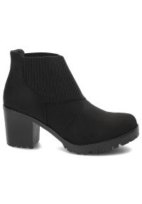 Czarne Botki S.Barski Modne Obuwie Damskie Na Obcasie. Kolor: czarny. Materiał: materiał. Szerokość cholewki: normalna. Wzór: aplikacja. Sezon: zima, jesień. Obcas: na obcasie. Styl: klasyczny, elegancki. Wysokość obcasa: średni #7