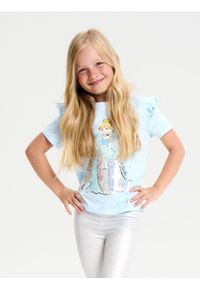 Sinsay - Koszulka z cekinami Disney Princess - niebieski. Kolor: niebieski. Wzór: motyw z bajki #1