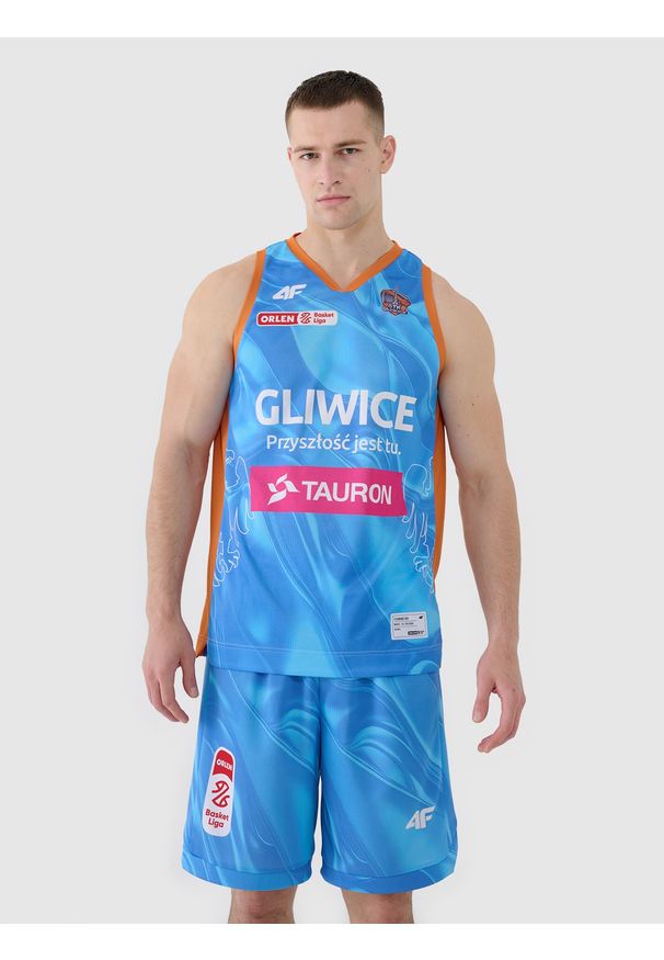 4f - 4F Koszulka meczowa replika wyjazdowa z sezonu 2024/25 męska 4F x PLK - GTK Gliwice - multikolor 3XL. Typ kołnierza: dekolt w serek. Kolor: wielokolorowy. Materiał: dzianina, włókno, materiał, syntetyk. Wzór: nadruk, gładki, ze splotem. Sport: koszykówka, fitness