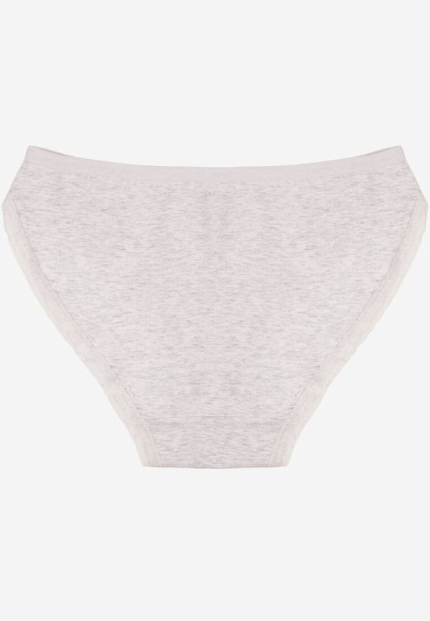 Renee - Jasnoszare Majtki Figi z Bawełny Ozdobione Kokardą i Koronką Zeterie. Kolor: szary. Materiał: bawełna, koronka. Wzór: aplikacja, koronka