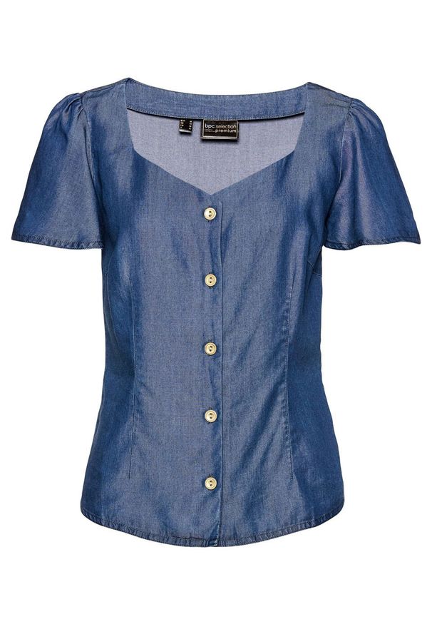 Koszula dżinsowa, TENCEL™ Lyocell, krótki rękaw bonprix niebieski "stone”. Kolor: niebieski. Materiał: lyocell. Długość rękawa: krótki rękaw. Długość: krótkie. Styl: elegancki
