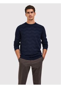 Selected Homme Sweter Romen 16085294 Granatowy Regular Fit. Kolor: niebieski. Materiał: bawełna #1