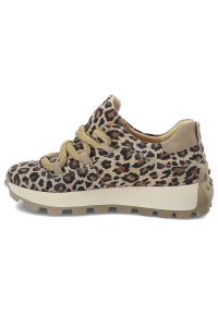 Brązowe Sneakersy Armodo Eleganckie Obuwie Damskie Panterka. Okazja: na co dzień. Kolor: brązowy. Materiał: zamsz, jeans. Wzór: motyw zwierzęcy. Styl: elegancki #2