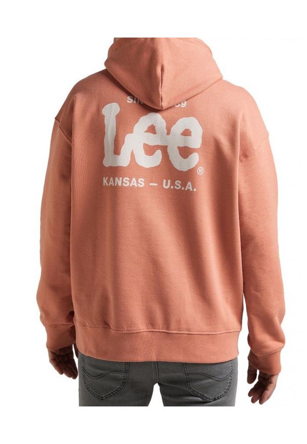 Lee - LEE LOGO LOOSE HOODIE MĘSKA BLUZA Z KAPTUREM LOGO NADURK RUST L83SSPUK 112145617. Typ kołnierza: kaptur