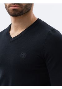Ombre Clothing - Sweter męski z haftem - czarny V1 E191 - XXL. Kolor: czarny. Materiał: materiał, nylon, dzianina, wiskoza. Wzór: haft. Styl: klasyczny, elegancki #6