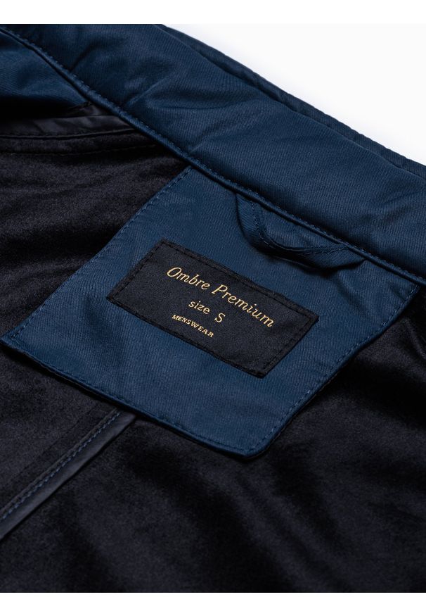 Niebieska kurtka Ombre Clothing na wiosnę, ze stójką