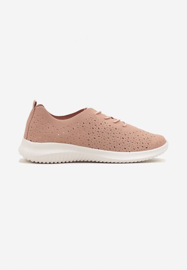 Born2be - Różowe Sneakersy z Ażurową Cholewką Grellio. Okazja: na co dzień. Kolor: różowy. Materiał: jeans. Szerokość cholewki: normalna. Wzór: ażurowy