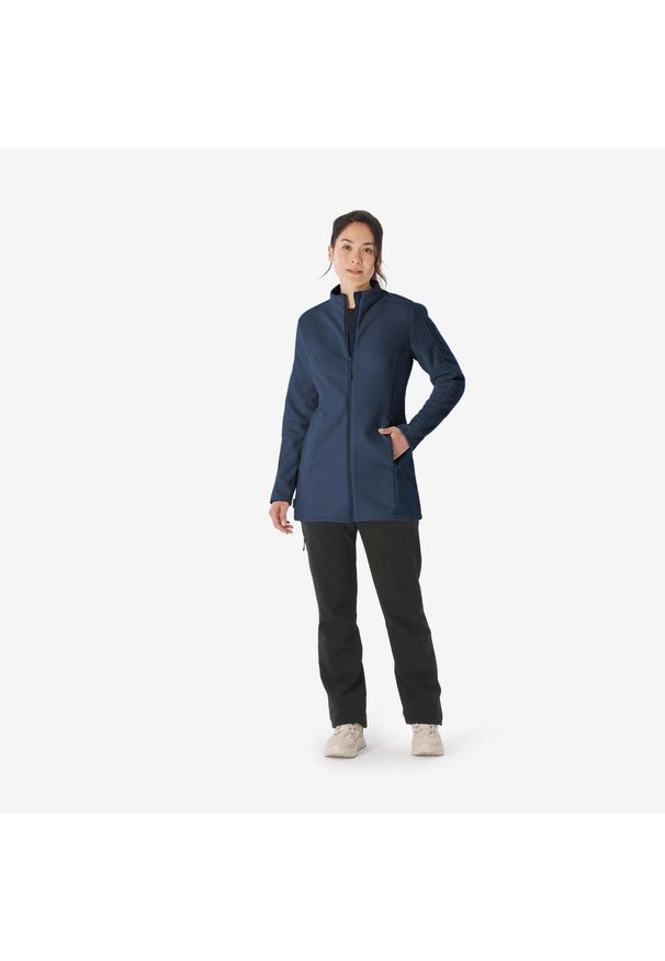 quechua - Polar turystyczny damski Quechua MH500 zamek. Kolor: niebieski. Materiał: poliester, materiał. Sport: turystyka piesza