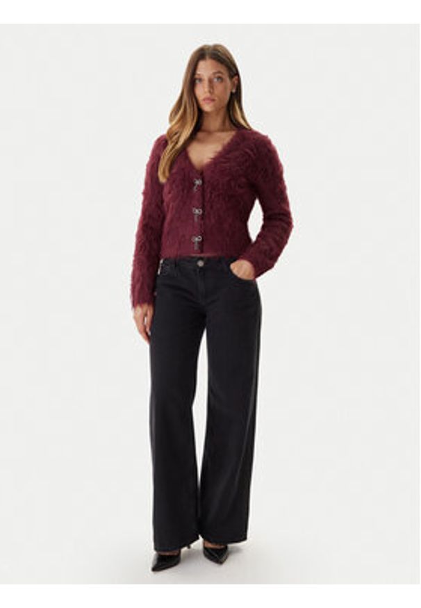 Guess Kardigan W5BR91 Z3JI2 Bordowy Relaxed Fit. Kolor: czerwony. Materiał: syntetyk