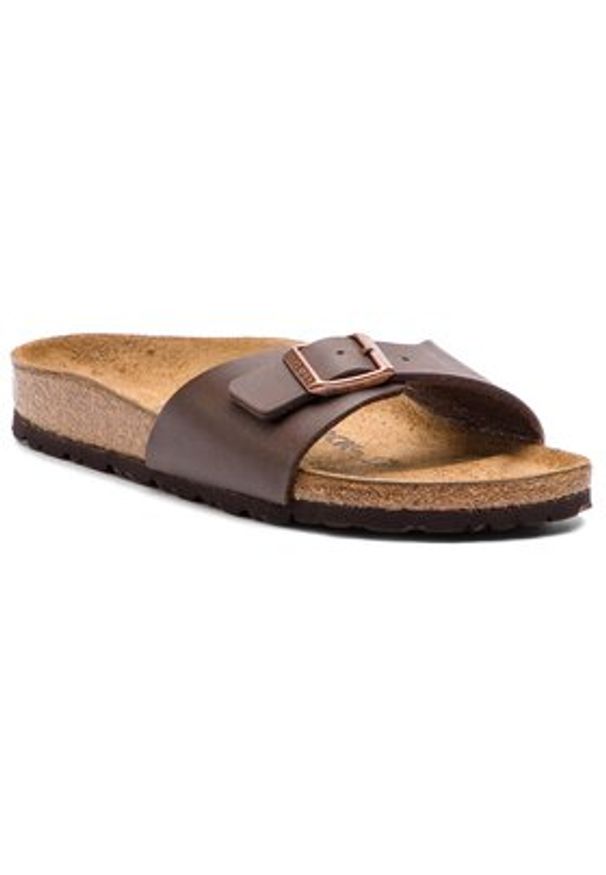 Birkenstock Klapki Madrid Bs 0040393 Brązowy. Kolor: brązowy. Materiał: skóra