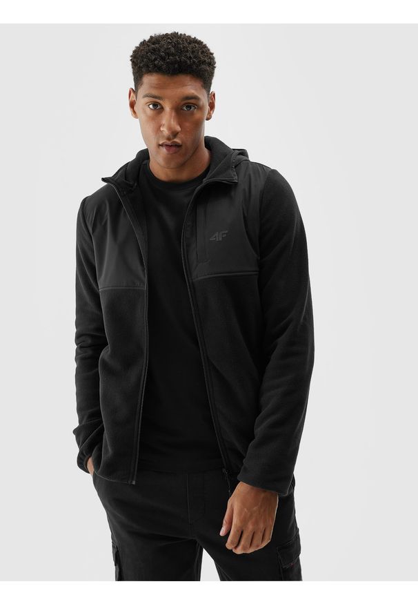 4f - 4F Polar z kapturem regular męski - czarny L. Typ kołnierza: kaptur. Kolor: czarny. Materiał: polar. Sezon: zima. Sport: turystyka piesza, wspinaczka, snowboard, narciarstwo