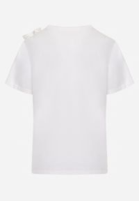 Renee - Biały Bawełniany T-shirt o Klasycznym Kroju z Kwiatowymi Aplikacjami 3D Morgane. Okazja: do pracy. Kolor: biały. Materiał: bawełna. Wzór: kwiaty, aplikacja. Styl: klasyczny #5