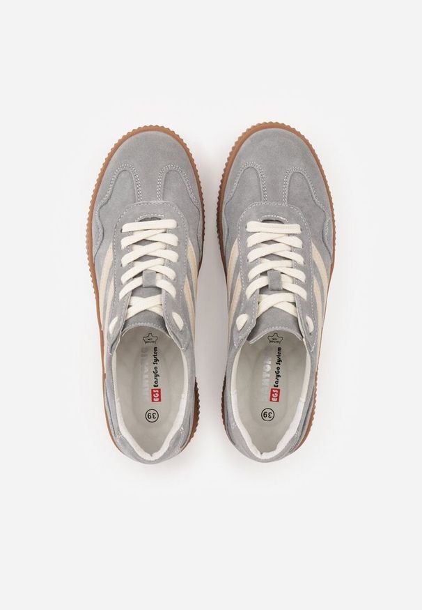 Renee - Ciemnoszare Sneakersy Retro Tenisówki z Naturalnego Zamszu ze Skórzaną Wkładką Beralene. Kolor: szary. Materiał: skóra, zamsz