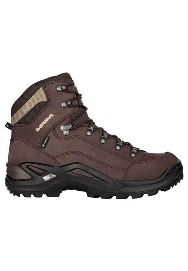 Buty trekkingowe męskie Lowa Renegade Mid Gtx. Wysokość cholewki: za kostkę. Zapięcie: sznurówki. Kolor: brązowy. Materiał: skóra. Szerokość cholewki: normalna