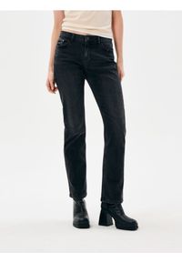 Sinsay - Jeansy straight z efektem sprania - czarny. Kolor: czarny #1