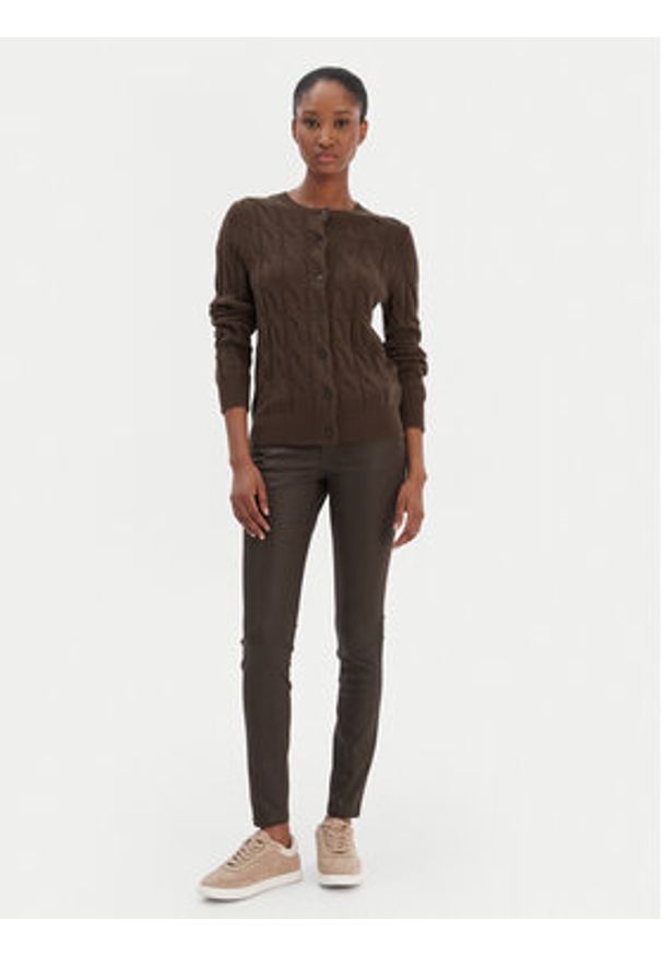 Vero Moda Spodnie z imitacji skóry Flash 10314591 Brązowy Skinny Fit. Kolor: brązowy. Materiał: skóra
