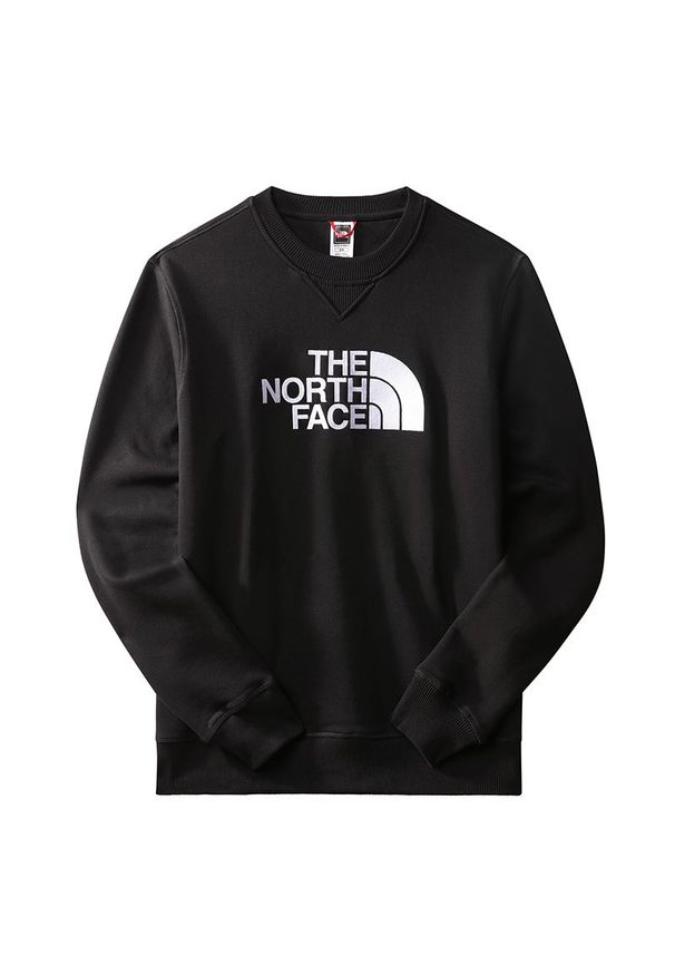 Bluza The North Face Drew Peak Sweater 0A4SVRJK31 - czarna. Kolor: czarny. Materiał: dzianina, bawełna. Wzór: aplikacja. Styl: klasyczny