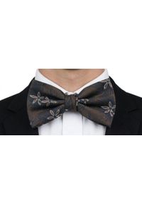 Męska Mucha w Komplecie z Poszetką - Chattier - Brąz, Duże Kwiaty. Kolor: brązowy, beżowy, wielokolorowy. Wzór: kwiaty. Styl: sportowy, elegancki #3