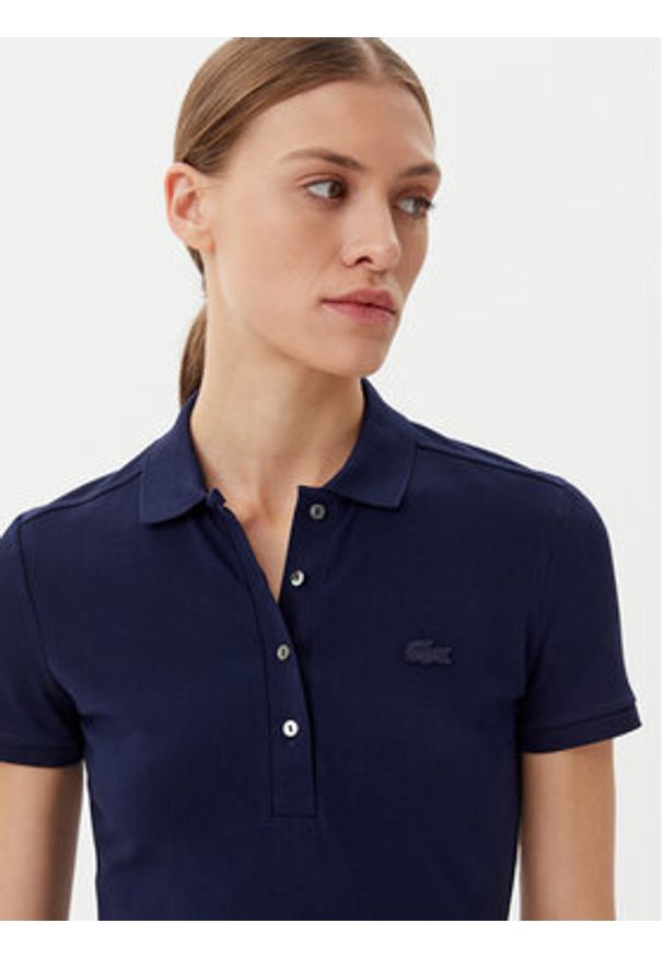 Lacoste Polo PF5462 Granatowy Slim Fit. Typ kołnierza: polo. Kolor: niebieski. Materiał: bawełna