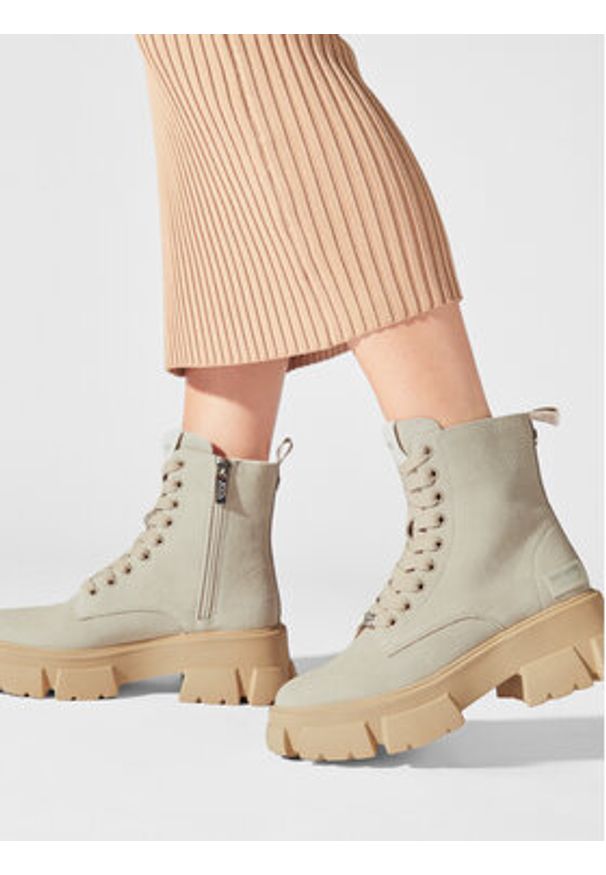 Steve Madden Trapery Tanker Bootie SM11001261 SM11001261-846 Beżowy. Kolor: beżowy. Materiał: zamsz, skóra