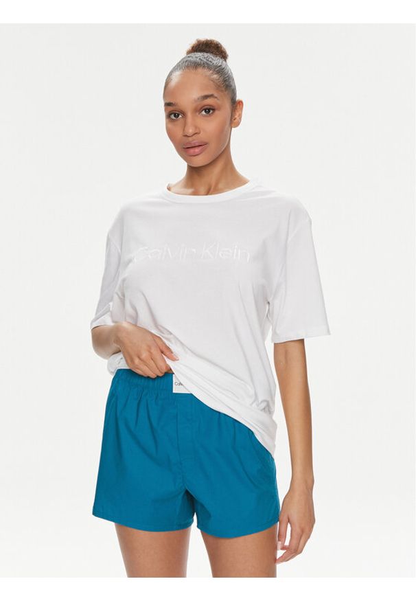 Calvin Klein Underwear Piżama 000QS7191E Niebieski Regular Fit. Kolor: niebieski. Materiał: bawełna