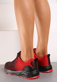 Born2be - Czerwono-Czarne Płaskie Sznurowane Buty Sportowe Sneakersy Risavette. Okazja: na co dzień. Kolor: czerwony #3