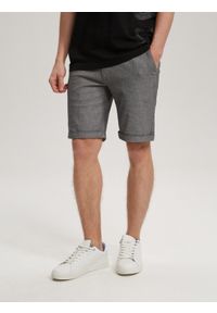 Diverse - Krótkie spodenki męskie PRM SH 302 W429 - szary - Rozmiar: 36. Kolor: szary. Materiał: elastan, bawełna. Długość: krótkie. Wzór: melanż