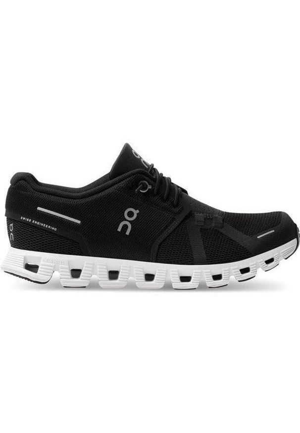 Buty do biegania damskie On Running Cloud 5 Czarne. Kolor: czarny, biały, wielokolorowy. Materiał: tkanina. Sport: bieganie