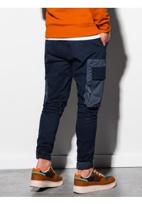 Ombre Clothing - Spodnie męskie joggery P998 - granatowe - L. Kolor: niebieski. Materiał: bawełna, tkanina, elastan #3